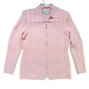 St John Collection Pink Cardigan Sweater with Full Zip - sz 4
